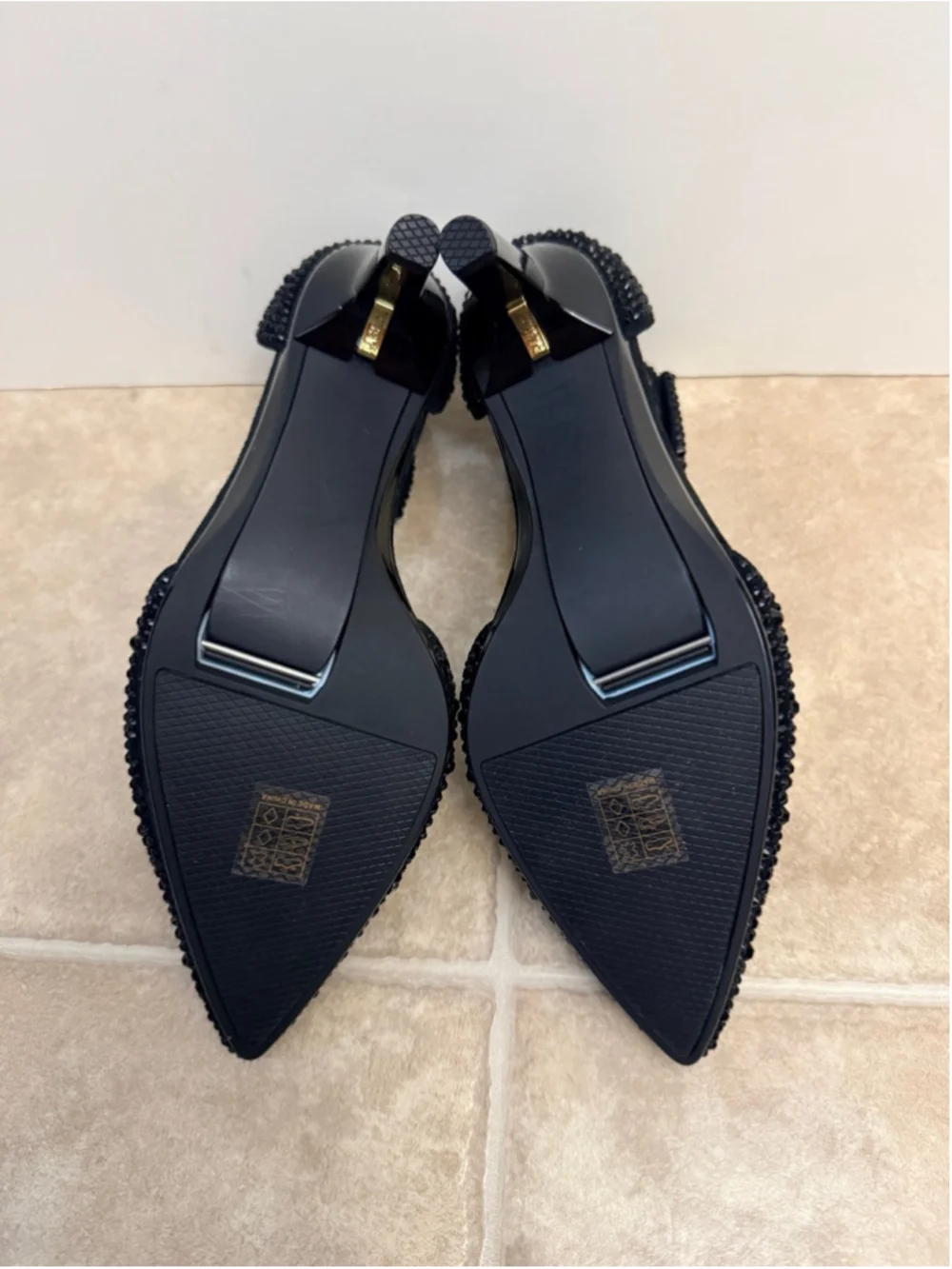 Pashion Footwear Convertible Heels D’Orsay Mixed Coal Rhinestone 4 inch Stiletto